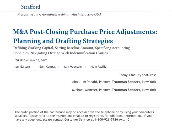m a post closing purchase price adjustments planning and