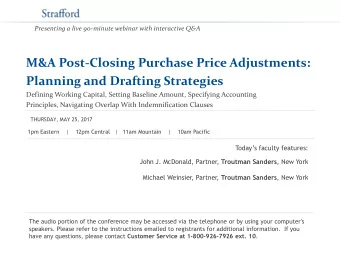 M&amp;A Post-Closing Purchase Price Adjustments:  Planning and Drafting Strategies  Defining