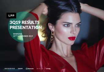 3Q19  3Q19 RE  RESULT  SULTS  S  PR  PRESENTA  ESENTATION  TION  WARSAW 19 TH NOVEMBER 2019