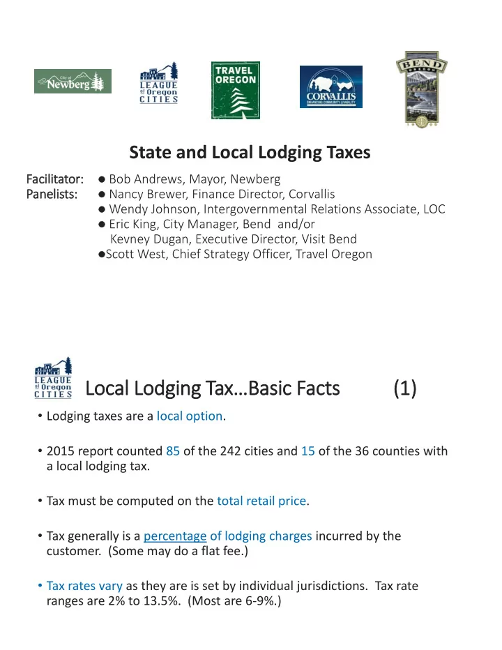 local lodging tax basic facts 1 1