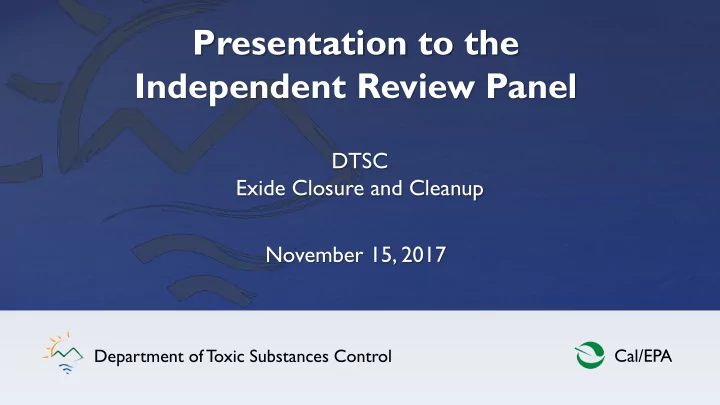 presentation to the independent review panel