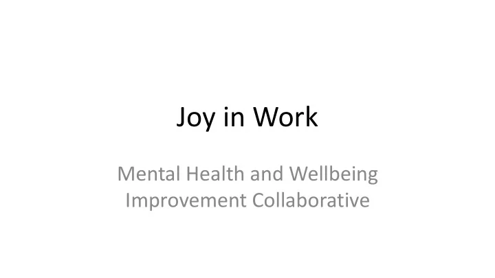 joy in work
