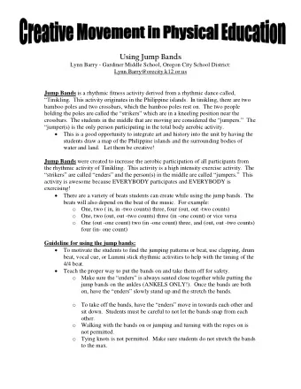 U  Using Jump Bands  Lynn Barry - Gardiner Middle School, Oregon City School District: