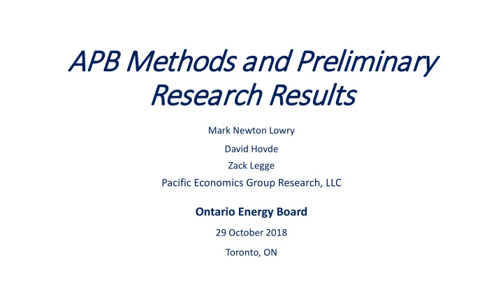 apb m methods a and prelimi minary rese search r resu
