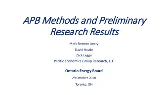APB M  Methods a  and Prelimi  minary  Rese  search R  Resu  sults  ts  Mark Newton Lowry  David