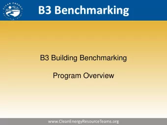 B3 Benchmarking  B3 Building Benchmarking  Program Overview  www.CleanEnergyResourceTeams.org  B3