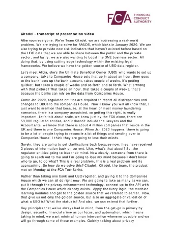 Citadel - transcript of presentation video  Afternoon everyone. Were Team Citadel, we are