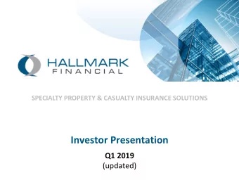 Investor Presentation  Q1 2019  (updated)  Safe Harbor  Risks Associated with Forward-Looking
