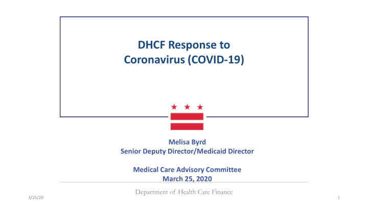 dhcf response to coronavirus covid 19