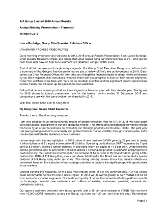 generated 11 per cent VONB growth, building on the exceptional results from the Hong Kong retail