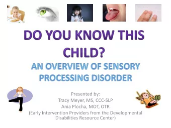 Presented by:  Tracy Meyer, MS, CCC-SLP  Ania Plocha, MOT, OTR  (Early Intervention Providers from