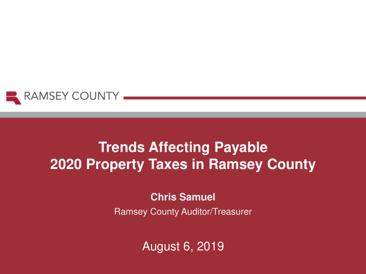 trends affecting payable 2020 property taxes in ramsey