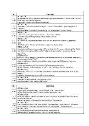 Slot SCREEN # 1  IAC-18.A1.IP.1  13:15-  HI-SEAS (Hawaii Space Exploration Analog and Simulation):