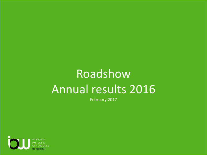 roadshow annual results 2016