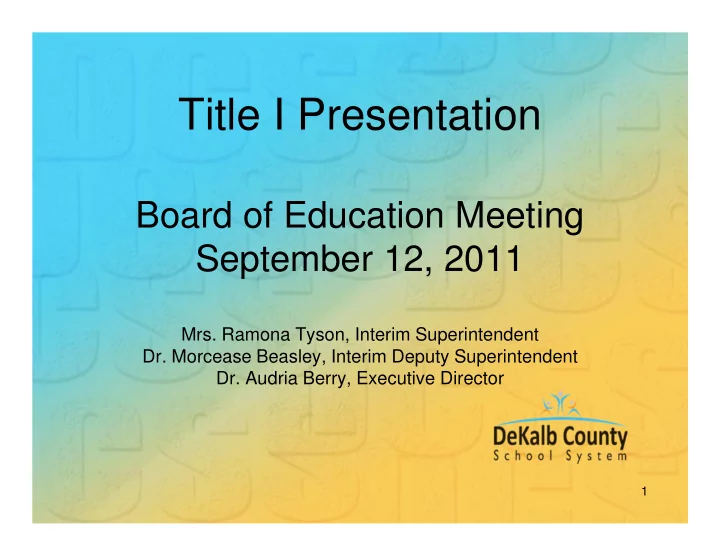title i presentation