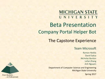 Beta Presentation  Company Portal Helper Bot  The Capstone Experience  Team Microsoft  Ramon Niebla