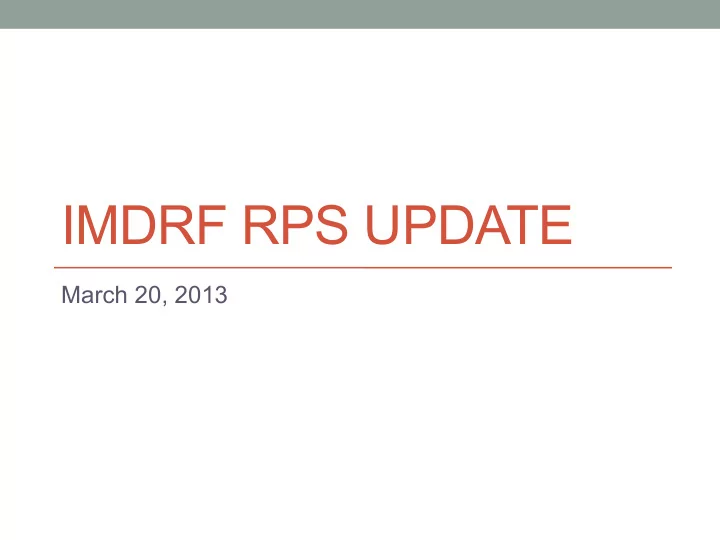 imdrf rps update