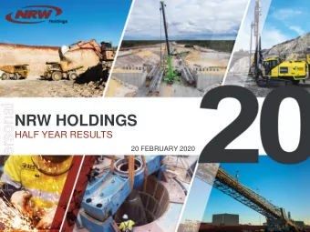 For personal use only  NRW HOLDINGS  HALF YEAR RESULTS  20 FEBRUARY 2020  INSERT HEADING  RESULTS