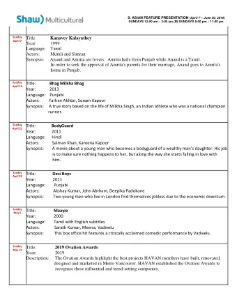 Sunday Title: Kanavey Kalayathey  April 7  Year:            1999  Language:    Tamil  Actors: