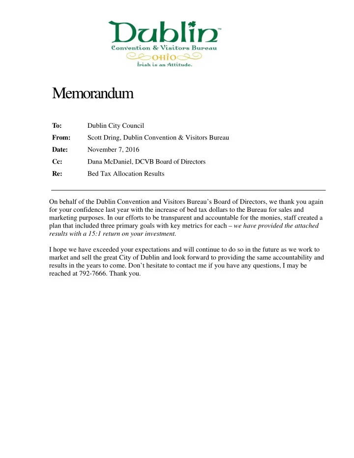 memorandum to dublin city council from scott dring dublin