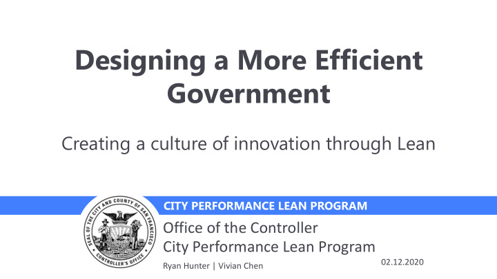 designing a more efficient government
