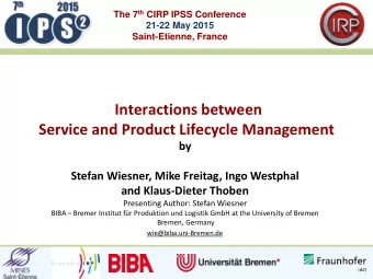 Service and Product Lifecycle Management  by  Stefan Wiesner, Mike Freitag, Ingo Westphal  and