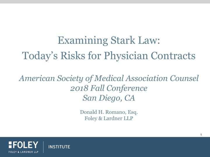 examining stark law today s risks for physician contracts