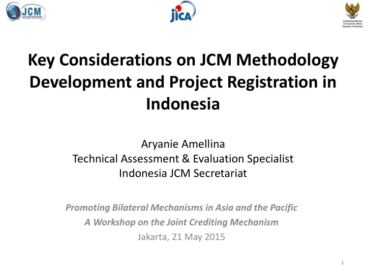 key considerations on jcm methodology development and