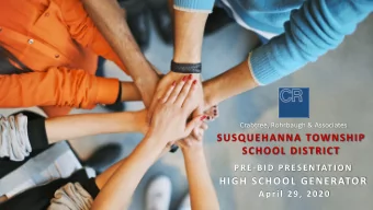 HIGH SCHOOL GENERATOR  April 29, 2020  AGENDA  1  PROJECT OVERVIEW  2  SCOPE REVIEW  3  BIDDING