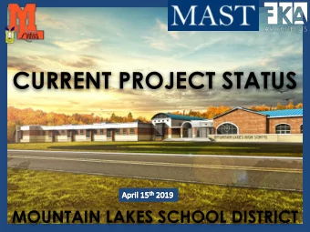 CURRENT PROJECT STATUS  MOUNTAIN LAKES SCHOOL DISTRICT  Key Events to Date  9/26/2017 - Referendum