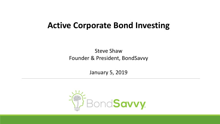 active corporate bond investing