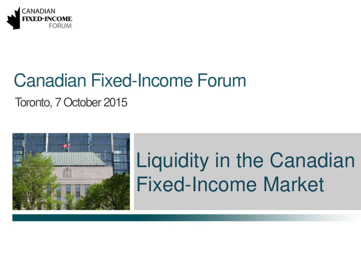liquidity in the canadian fixed income market market
