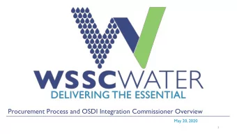 Procurement Process and OSDI Integration Commissioner Overview  May 20, 2020  1  Agenda