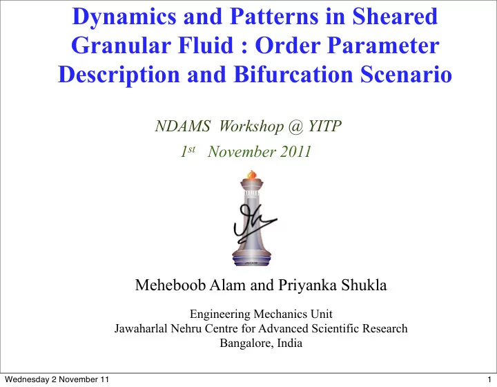 dynamics and patterns in sheared granular fluid order