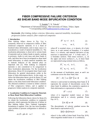 FIBER COMPRESSIVE FAILURE CRITERION  AS SHEAR BAND MODE BIFURCATION CONDITION T. Nadabe 1 *, N.