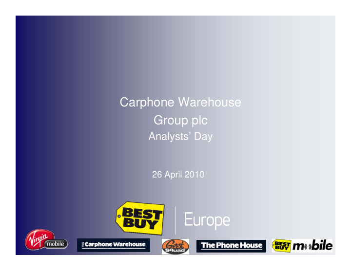 carphone warehouse group plc