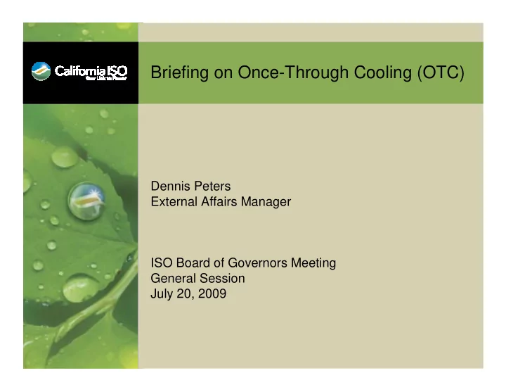 briefing on once through cooling otc