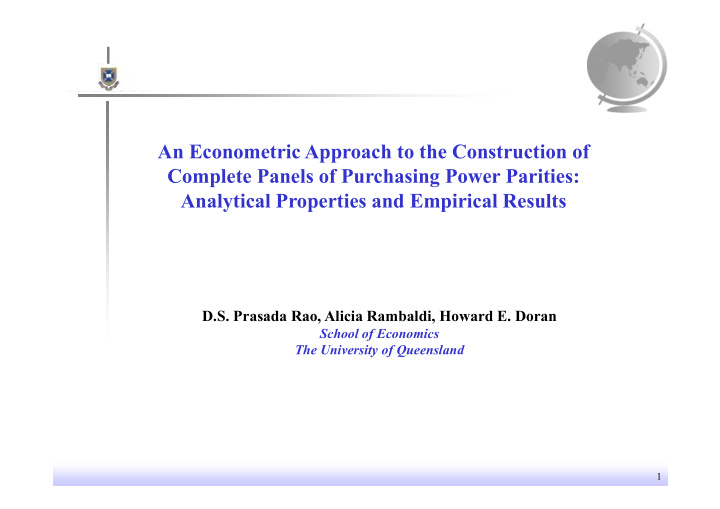 an econometric approach to the construction of complete