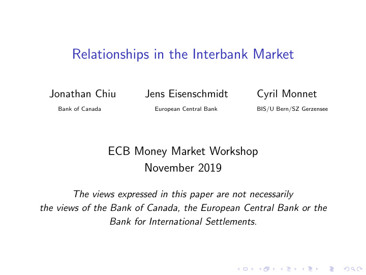 relationships in the interbank market