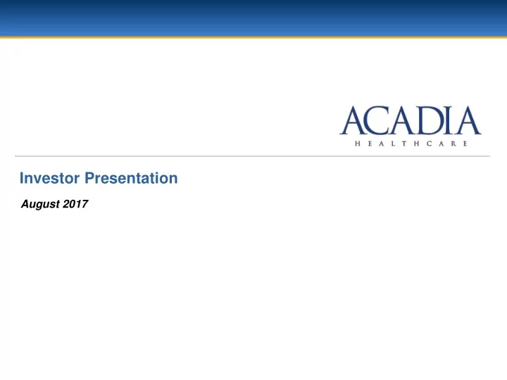 investor presentation