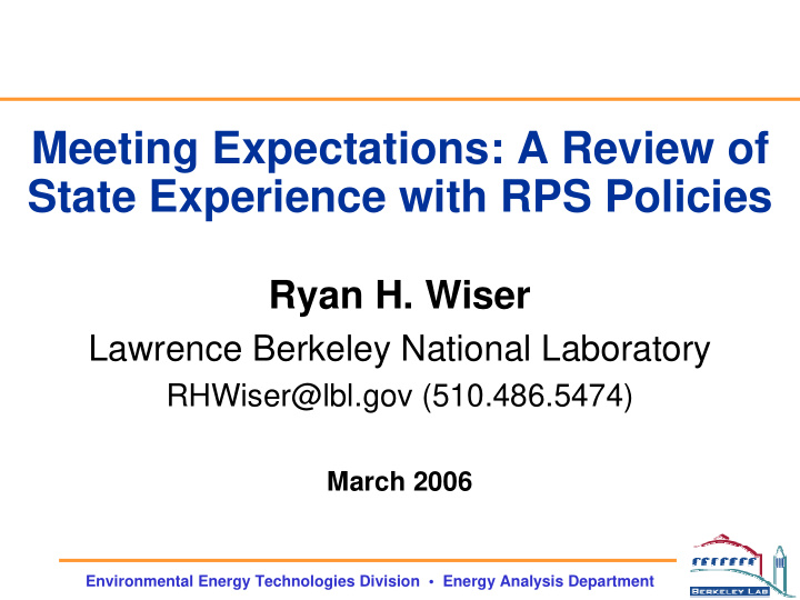 meeting expectations a review of state experience with