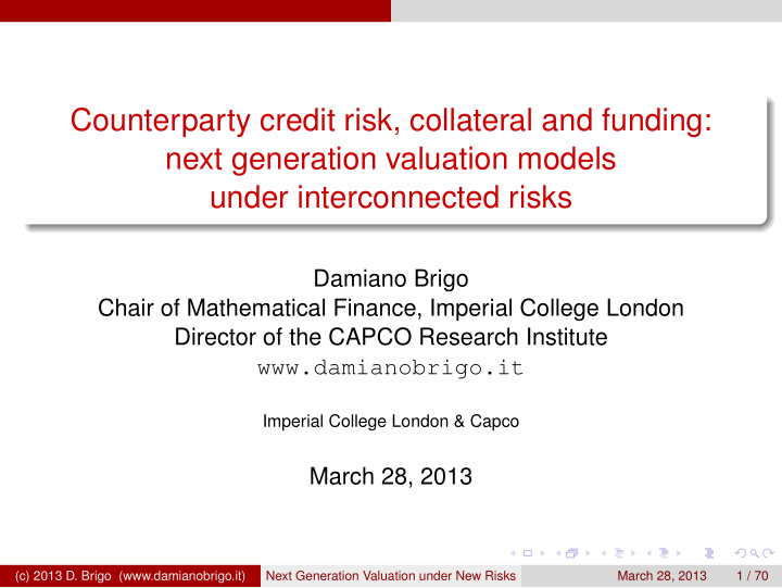counterparty credit risk collateral and funding next