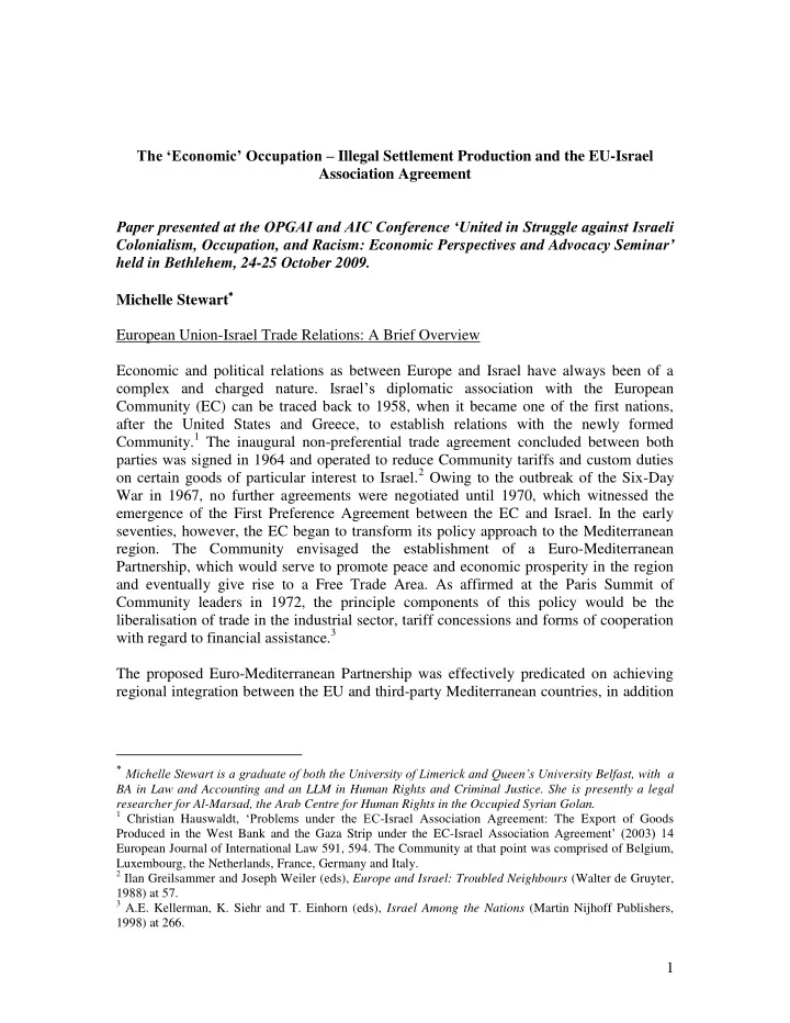 the economic occupation illegal settlement production and