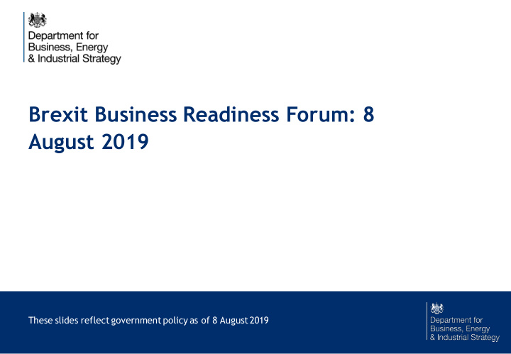 brexit business readiness forum 8 august 2019