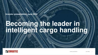 intelligent cargo handling  Investor presentation  June 2020  1  Investor presentation  June 2020