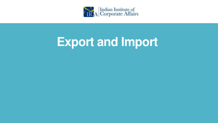 export and import import of goods services