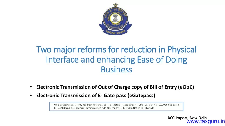 two major reforms for reduction in in physical