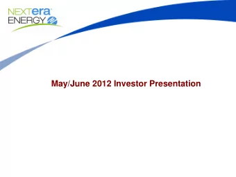 May/June 2012 Investor Presentation  Cautionary Statements And Risk Factors That May Affect  Future