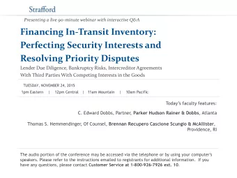 Presenting a live 90-minute webinar with interactive Q&amp;A  Financing In-Transit Inventory: