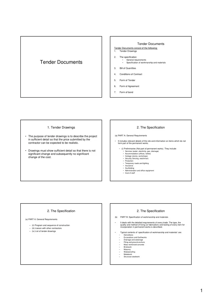 tender documents